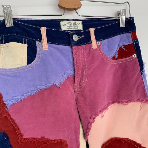 Free People Groovy Supernova Cord Wide Leg Purple Disco Jeans Size 26 - Picture 5 of 16